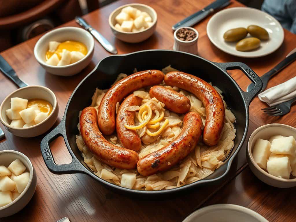 Chicken sausage and sauerkraut