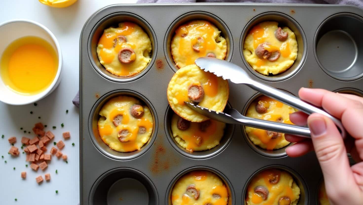 Delectable individual egg and sausage bites, perfect for a satisfying brunch.
