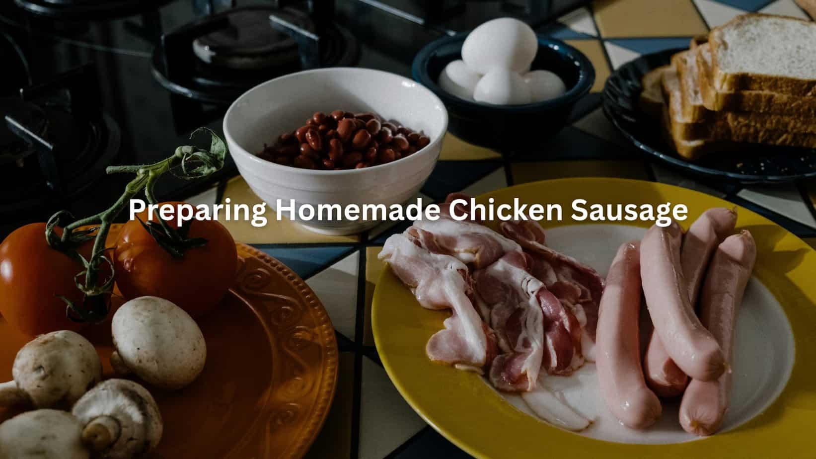 Best Way to Prepare Chicken Sausage: Juicy! 1 Ingredients like chicken sausage, bacon, and eggs laid out, showing the best way to prepare a meal.