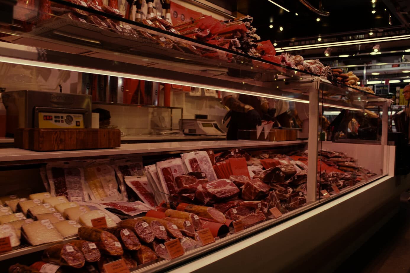 Meat Section Inside a Supermarket.