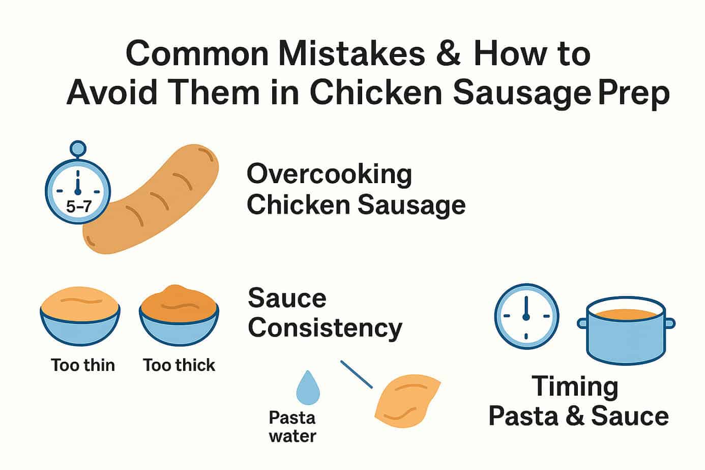 Informative guide highlighting key factors to consider when preparing flavorful chicken sausage with marinara sauce, from cooking time to sauce consistency.