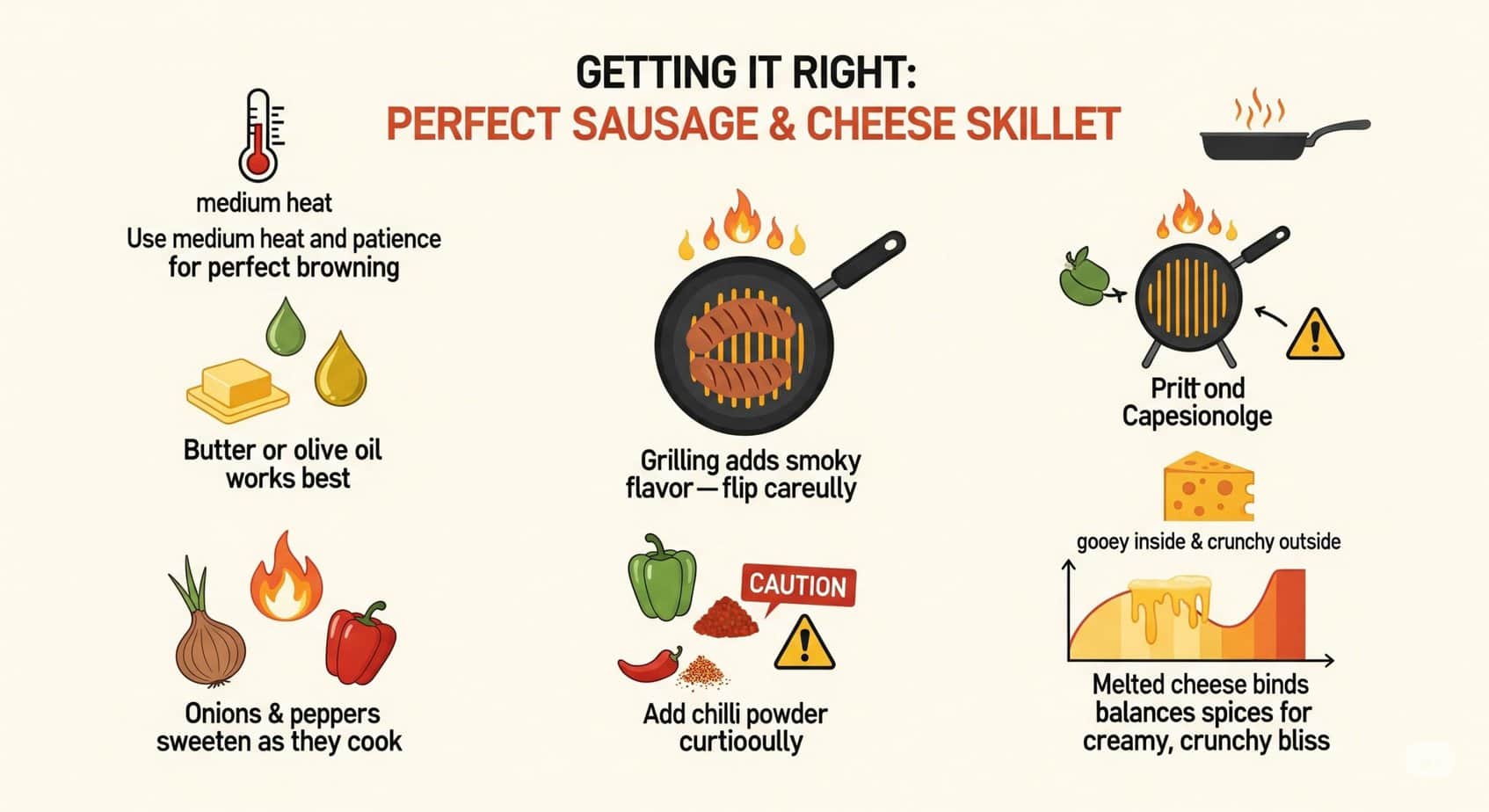 This infographic offers tips for achieving the perfect sausage and cheese skillet, providing guidance on cooking techniques, ingredient pairings, and flavor balancing. While not specifically about chicken sausage quesadillas, the principles could be applied to a similar dish.