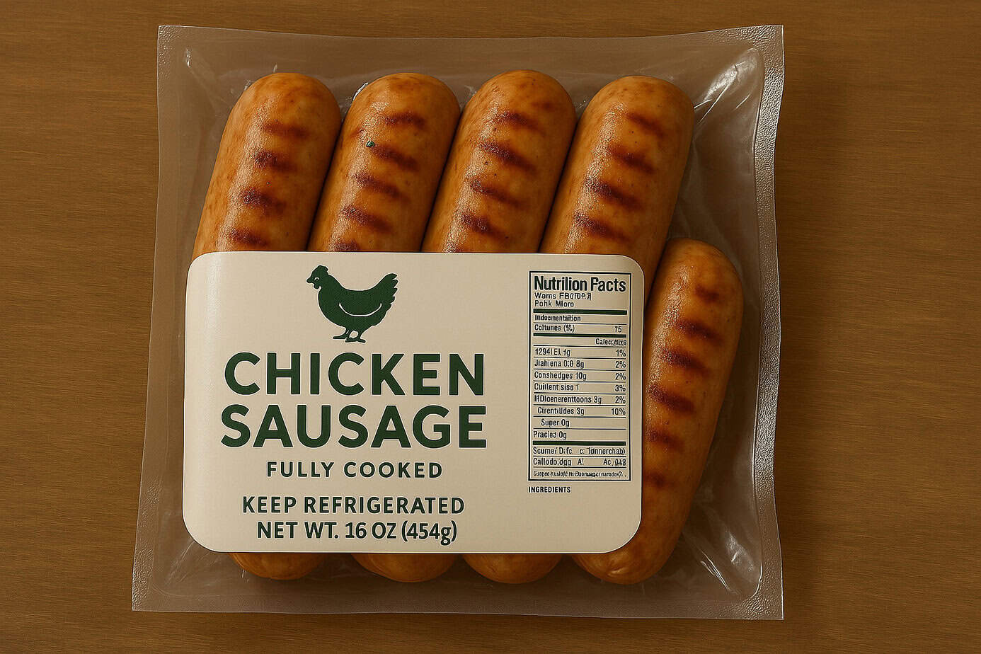 Chicken Sausage At Costco: Flavorful Convenience at Its Best 1 Chicken sausage in Costco-style packaging, meal-prepped beside fresh vegetables and grains.