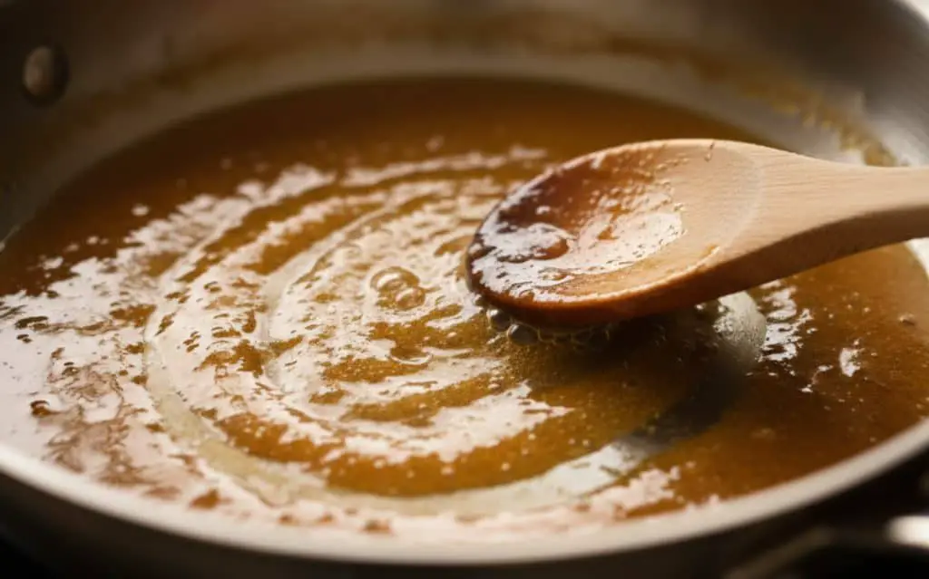 Aromatic sauce simmering in a pan, a key component of the flavorful Chicken Sausage Mushroom Recipe.