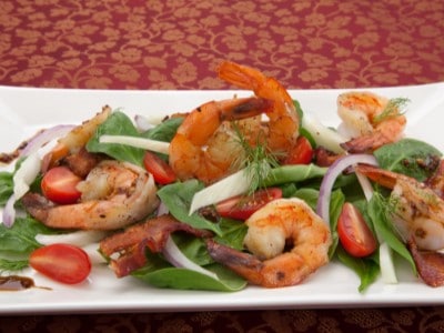 Shrimp and sauteed spinach