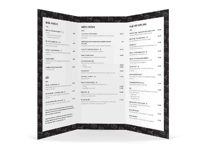 Paper sizes for menus 1