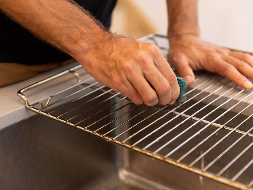 Clean grease off oven racks