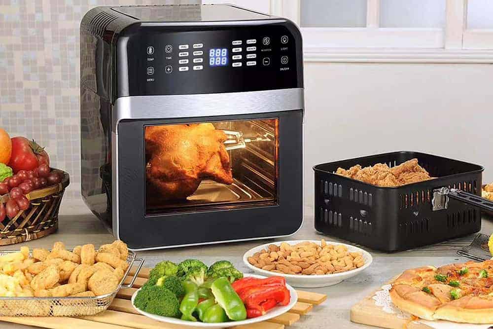 Air fryer with rotisserie