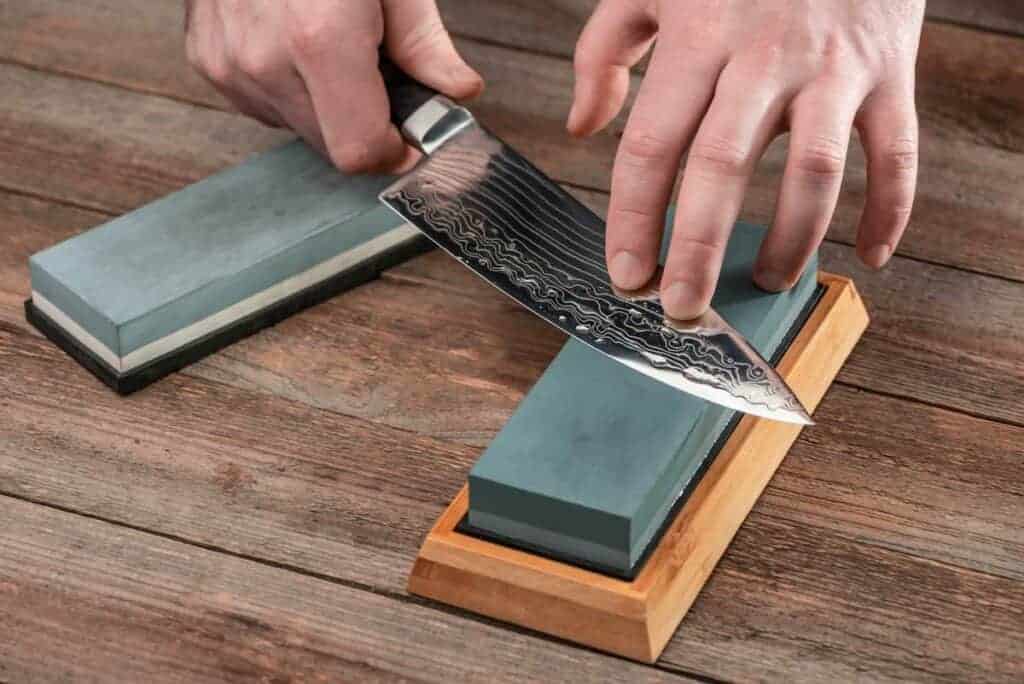 Japanese water stone knife sharpener