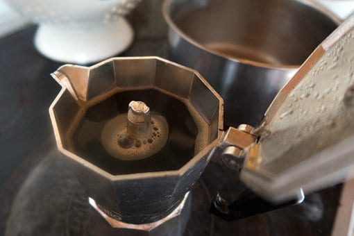 Moka pot on an electric stove