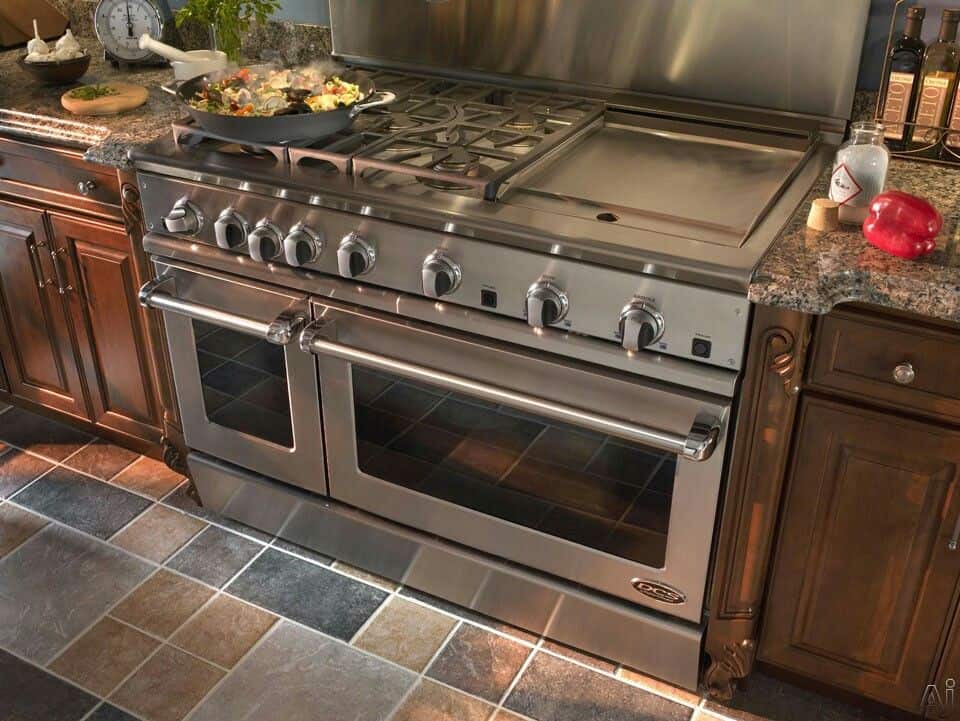 Gas stove with griddle top