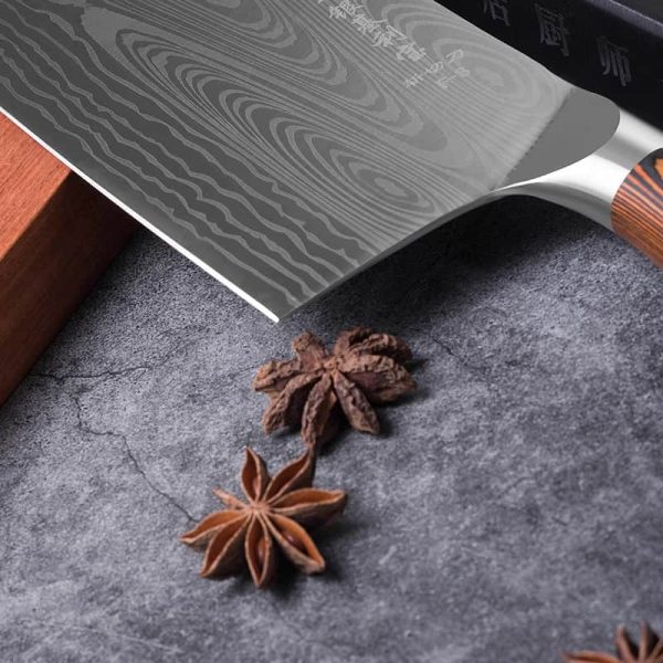 Deng knife High-grade handmade forged blade carbon steel kitchen knife meat cleaver kitchen - Image 4