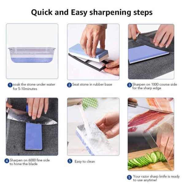 Professional Knife Sharpener Whetstone Sharpening Stones Grinding Stone Water Stone Kitchen Tool 2-IN-1 240 600 1000 3000 Grit - Image 6