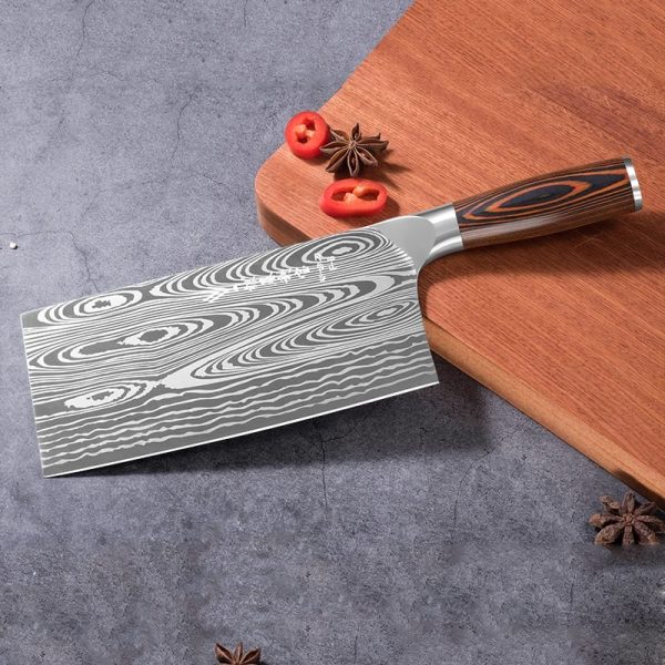 Deng knife High-grade handmade forged blade carbon steel kitchen knife meat cleaver kitchen - Image 3