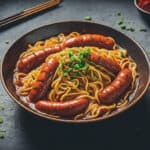 Chicken sausage and noodles