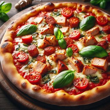 Chicken sausage pizza
