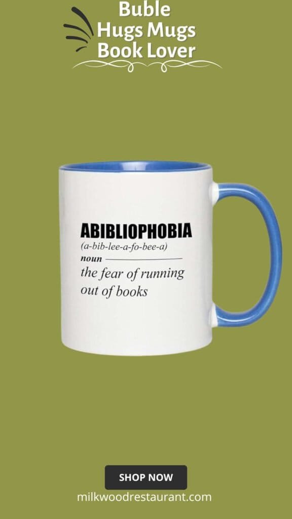 Book lover two tone blue edition coffee mug 11oz - abibliophobia - funny book lover reader novelist fiction romance writer favorite library day librarian gift