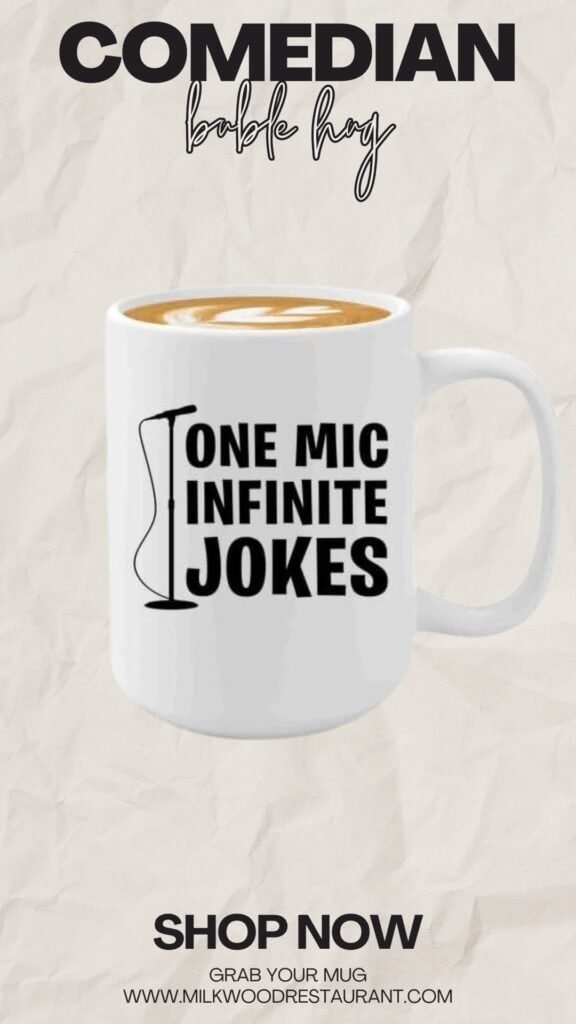 Stand up comedian coffee mug 15oz white -one mic infinite jokes - comic writer performer actor humorous people jokester comedy writers sarcastic aspiring comedian