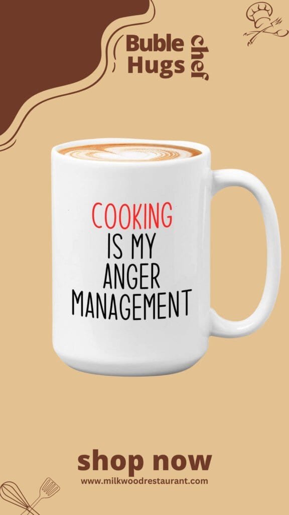 Chef coffee mug 15oz white - cooking is my anger - recipe dishes cookery ingredients culinary artists menu cookmaid cooker kitchener gag joke