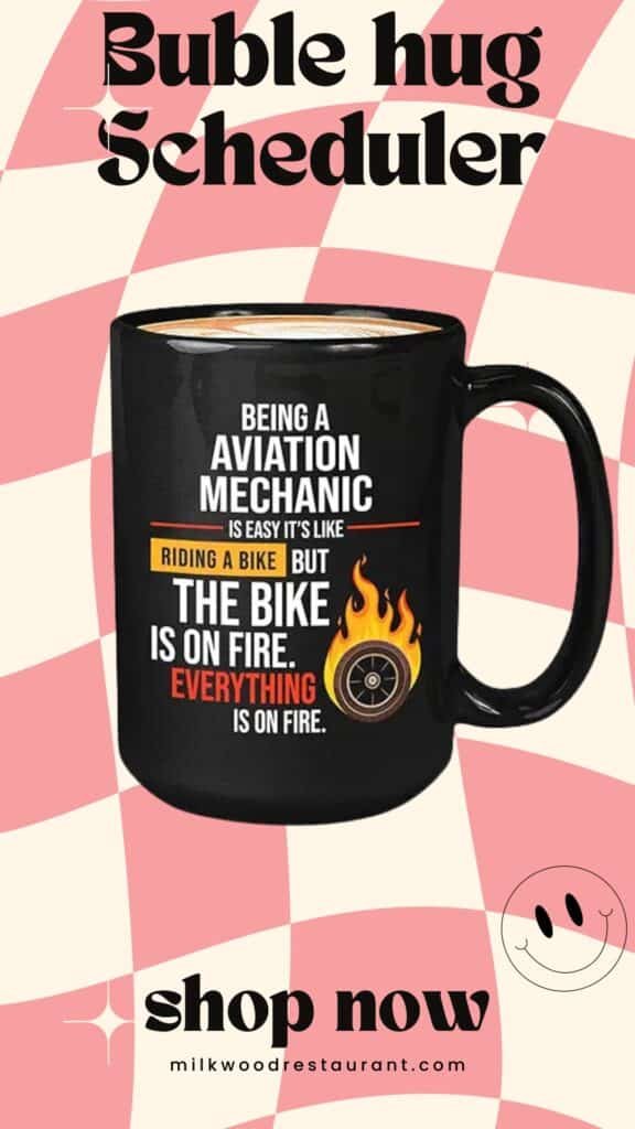 Bubble hugs sarcastic funny coffee mug 15oz black - being a aviation mechanic is easy it's like riding a bike - for aircraft mechanic contractor maintanance scheduler unique idea, aviation black