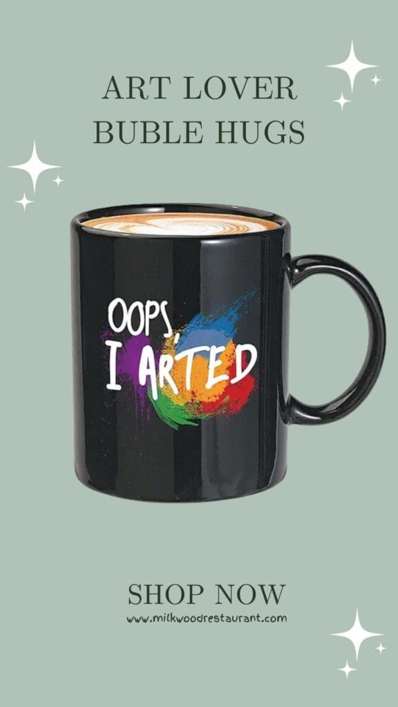 Teacher coffee mug 11oz black - oops i arted - appreciation classroom funny painting art pun artists painter rainbow color canvas