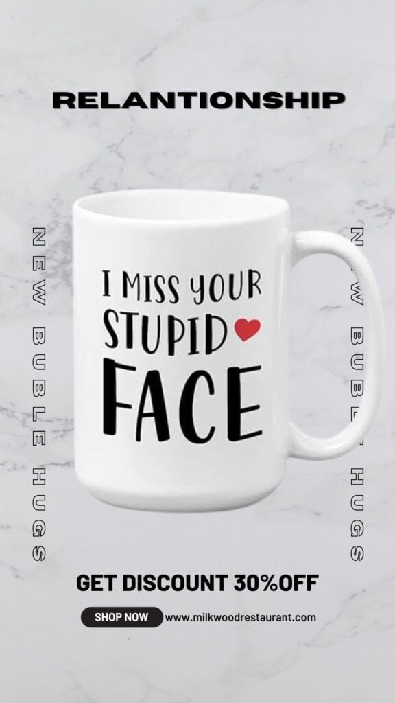 Bubble hugs relationship coffee mug - i miss your stupid face - couple lover love partner romance dating husband wife valentine's anniversary wedding