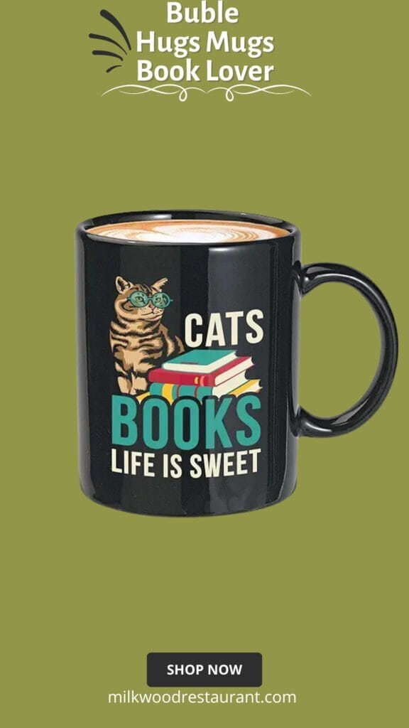 Bubble hugs book lover coffee mug 11oz black - cats books life is sweet - reading book lover for bookworm bibliophile librarians readers bookish