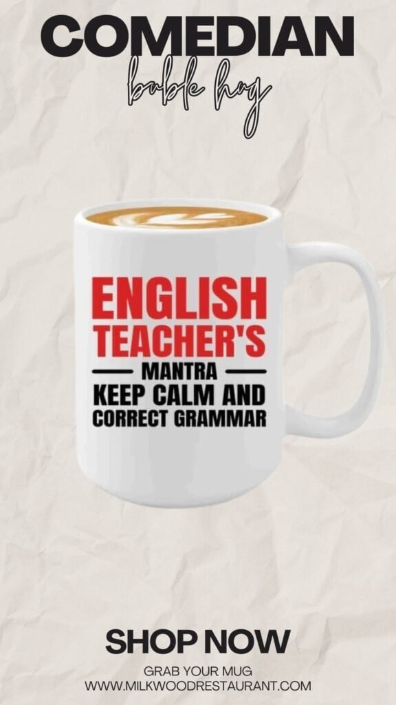 English teacher coffee mug 15oz white -correct grammar - english teacher appreciation gift from student funny grammar police english tutor language educator instructor