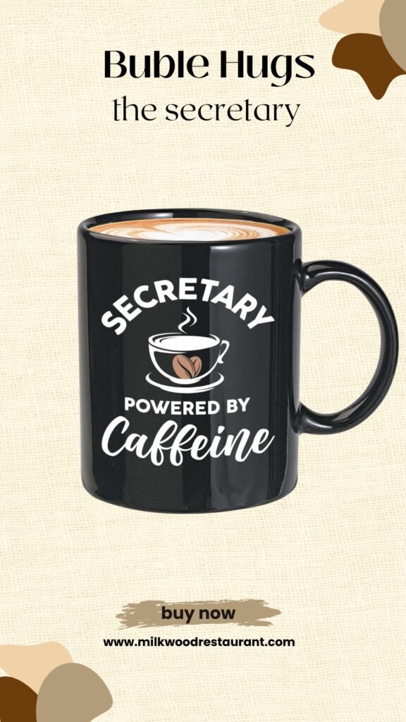 Bubble hugs secretary mug black 11oz - secretary powered by caffeine - secretary coffee lover employee office worker coworkers