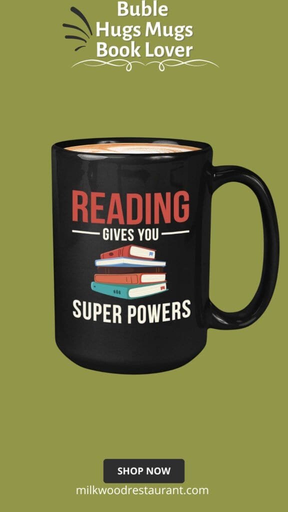 Bubble hugs book lover coffee mug 15oz black - reading gives you super powers - reading book lover for bookworm bibliophile librarians readers bookish