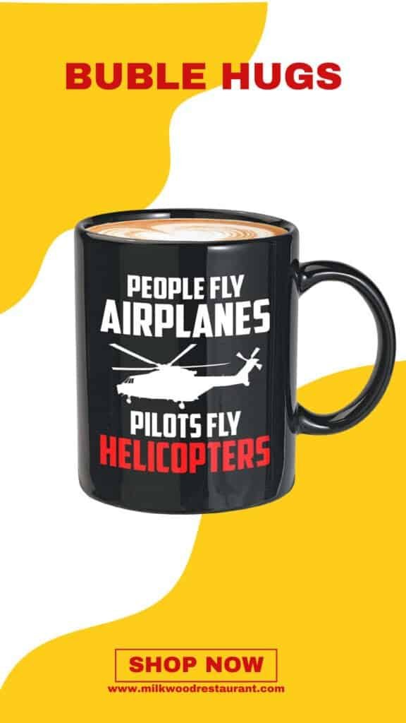 Bubble hugs helicopter pilot coffee mug 11oz black - people fly airplanes pilots fly - pilot sky fly runway copilot airport heliport airplane captain aircrew