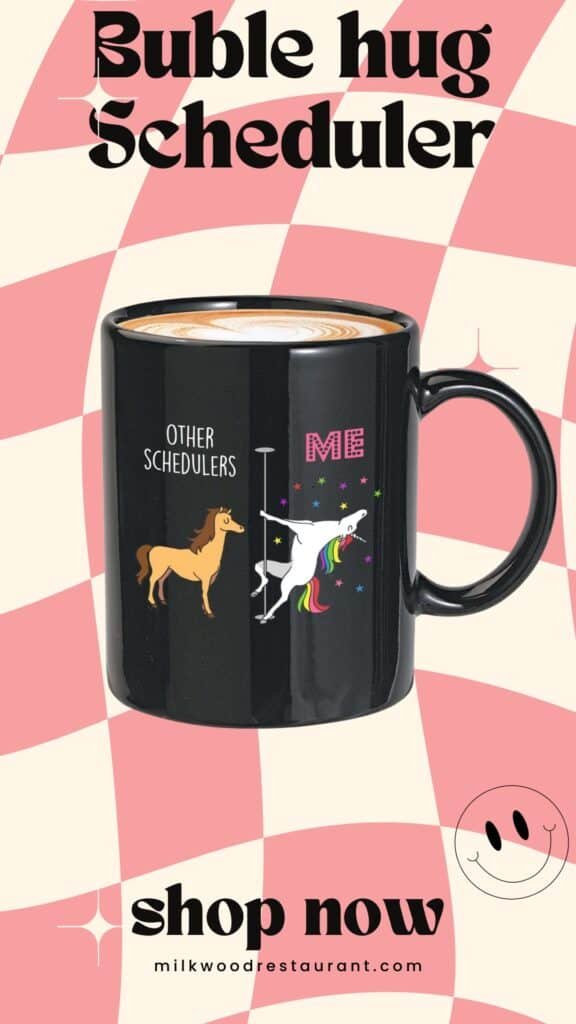 Bubble hugs unicorn me vs other schedulers coffee mug 11oz black - schedulers - unicorn coworker birthday occupation workplace profession job funny schedulers