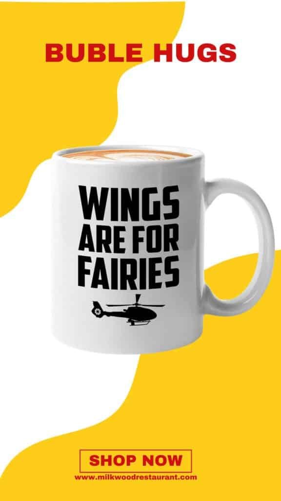 Bubble hugs helicopter pilot coffee mug 11oz black - wings are for fairies - pilot sky fly runway copilot airport heliport airplane captain aircrew aviator