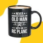 Bubble hugs pilot coffee mug 11oz black - never underestimate man old man with an rc plane - aviation pilot flying coworker airport airlines flight attendant aircraft