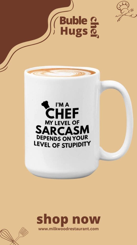 Bubble hugs sarcasm coffee mug 15oz white - funny sarcastic mug for men, women, bestfriend, chef - sarcasm, gag, jokes, witty, chef, cook, kitchen (i'm a chef my level of sarcasm)