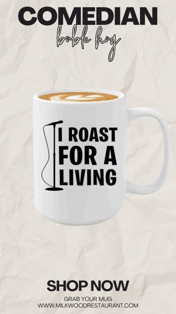 Stand up comedian coffee mug 15oz white -i roast for a living - comic writer performer actor humorous people jokester comedy writers sarcastic aspiring comedian