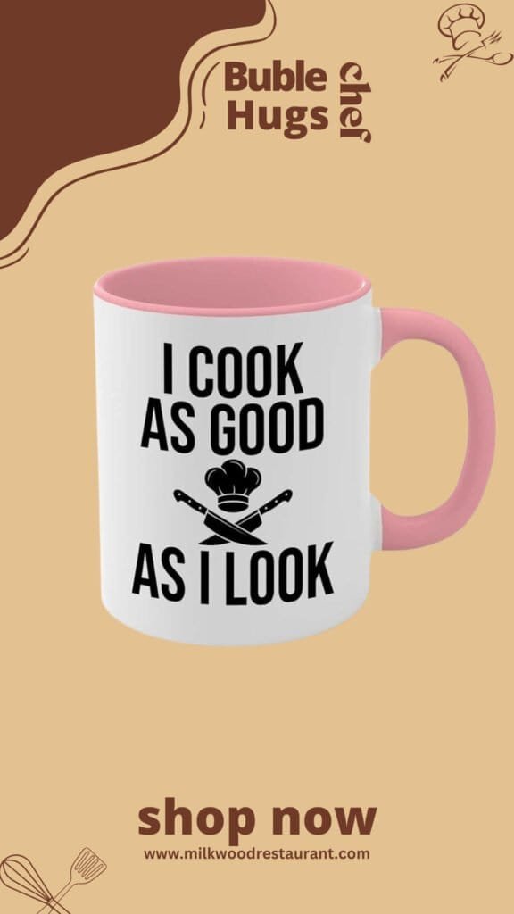 Bubble hugs chef 2tone pink mug 11oz - i cook as good as i look - chef appreciation gift culinary chefs gifts professional chefs gifts for a male chef regalos para un chef chef cup