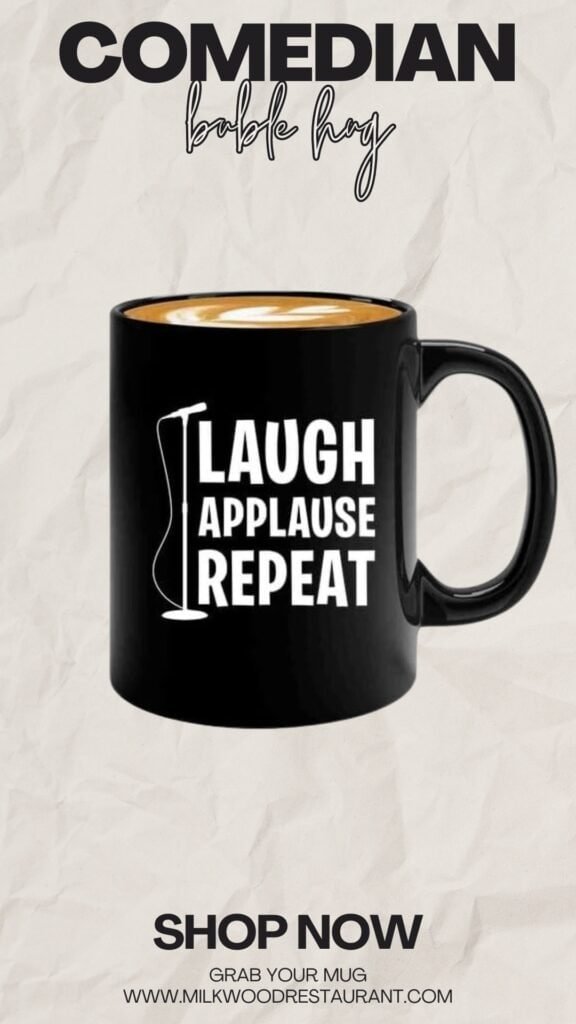 Stand up comedian coffee mug 11oz black -laugh applause repeat - comic writer performer actor humorous people jokester comedy writers sarcastic aspiring comedian