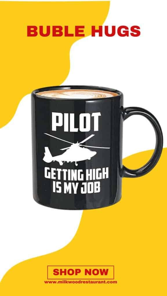 Bubble hugs helicopter pilot coffee mug 11oz black - pilot getting high is my job - pilot sky fly runway copilot captain aviator heliport airplane