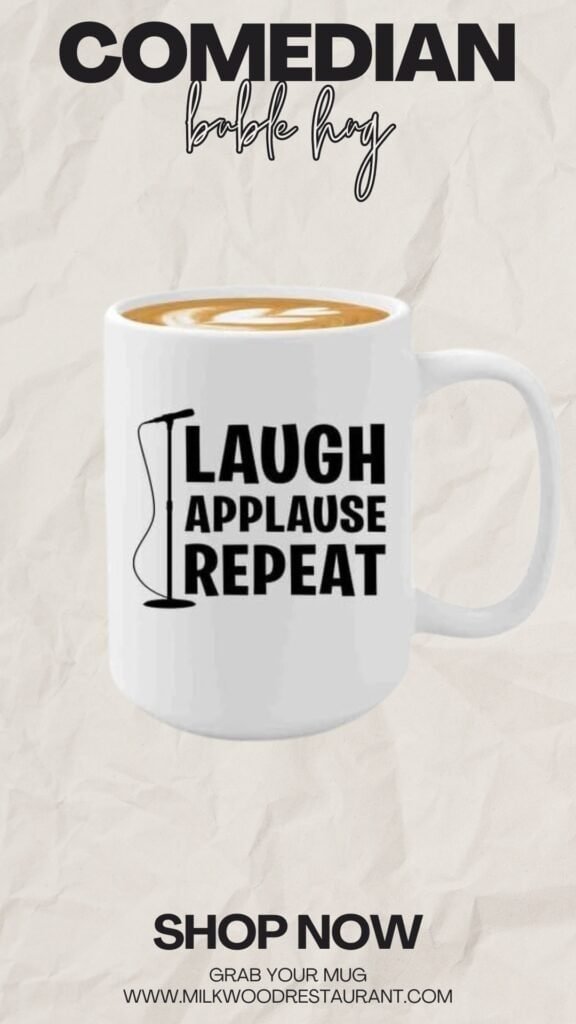 Stand up comedian coffee mug 15oz white -laugh applause repeat - comic writer performer actor humorous people jokester comedy writers sarcastic aspiring comedian