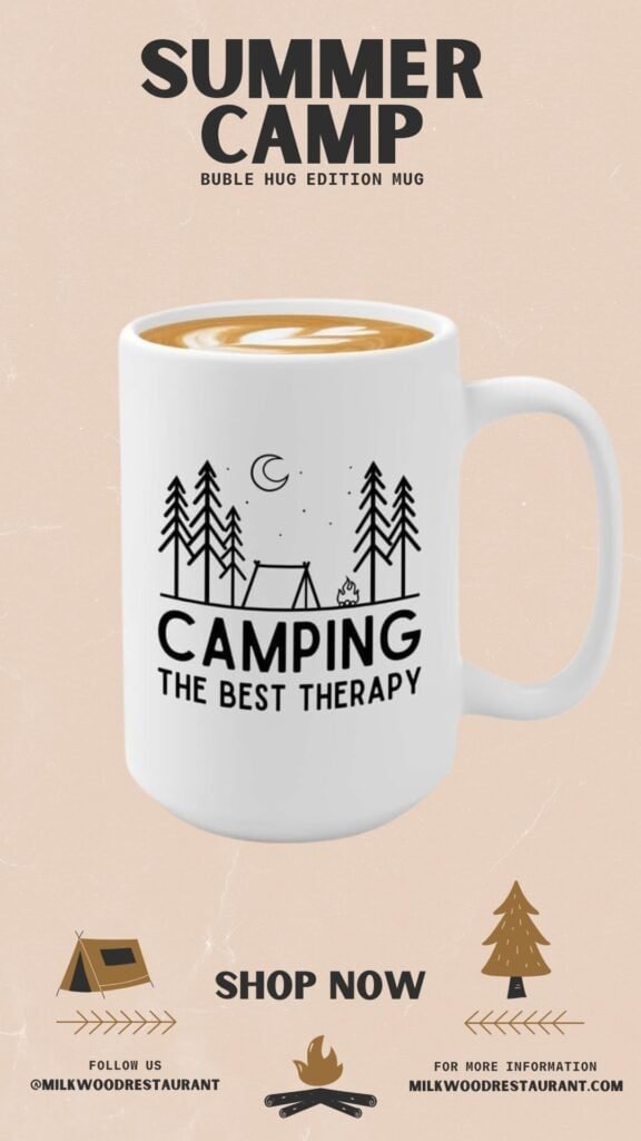 Camping Coffee Mug 15oz Black - Therapy - Gift For Nature Lover Woman Nature Lover Gifts Gifts For Camping Enthusiasts