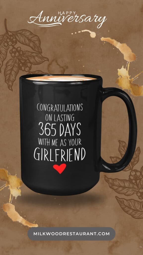 Bubble hugs anniversary coffee mug - congratulations on lasting 365 days with me

note: products with electrical plugs are designed for use in the us. Outlets and voltage differ internationally and this product may require an adapter or converter for use in your destination. Please check compatibility before purchasing.