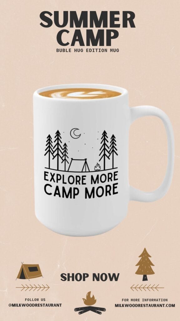 Camping Coffee Mug 15oz Black - Camp More - Mountain Coffee Cups Hiking Mug Wildlife Gifts Adventure Gifts