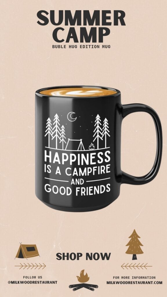 Camping Coffee Mug 15oz White - Camp More - Mountain Coffee Cups Hiking Mug Wildlife Gifts Adventure Gifts
