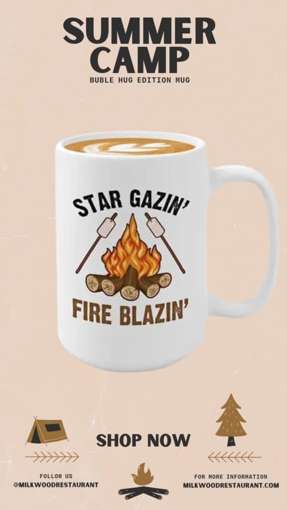 Campfire Coffee Mug 15oz White -Star Gazin Fire Blazin - Hiker Adventurer Backpacker Climber Camper RV Camping Campervan Nature Lover Rockclimber