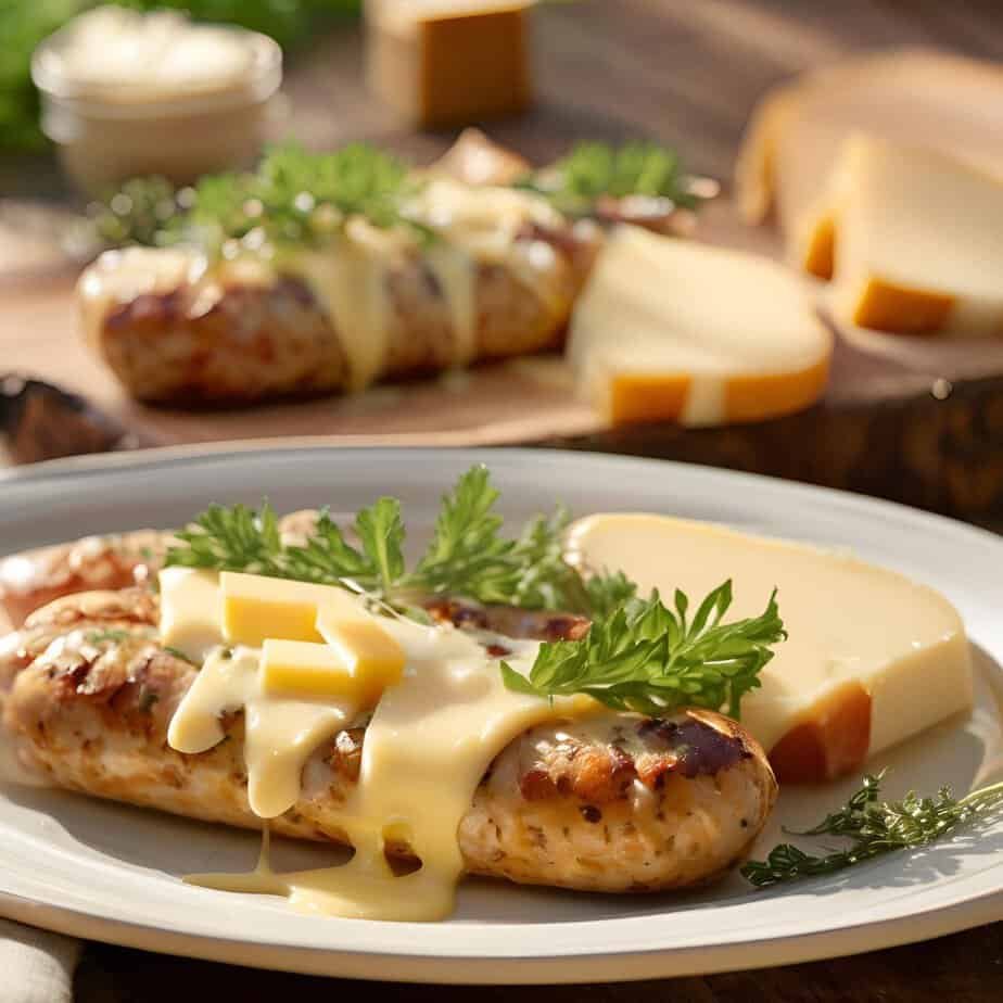 Chicken sausage with gouda