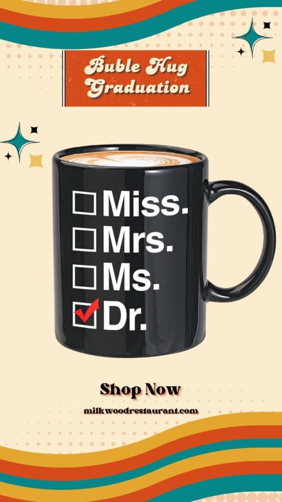 Bubble hugs graduation coffee mug - miss mrs ms dr - student school college degree phd doctorate grad senior 2021 graduate feminist 11oz black