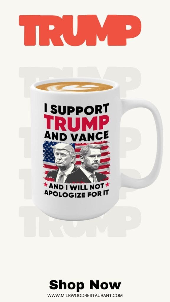 Politics trump coffee mug 15oz white -i support trump and vance - funny trump 2024 gag gift for replubican liberal politician president biden maga fellow election usa patriotic