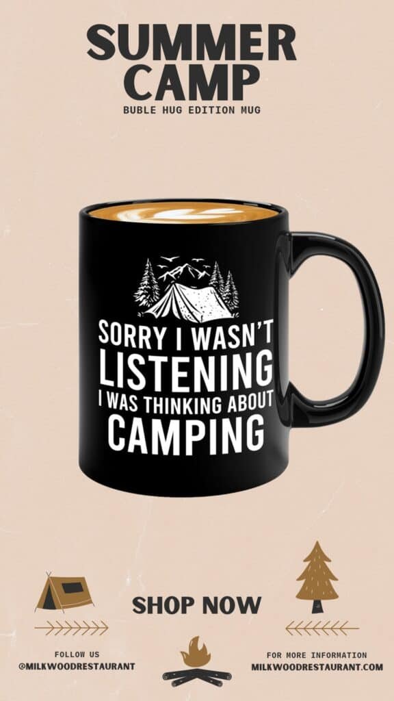 Hobby Coffee Mug 11oz White -Thinking about Camping - Camping Gift Camper Lover Outdoor Enthusiast Gift for Camper Wilderness Gift Tent Gift