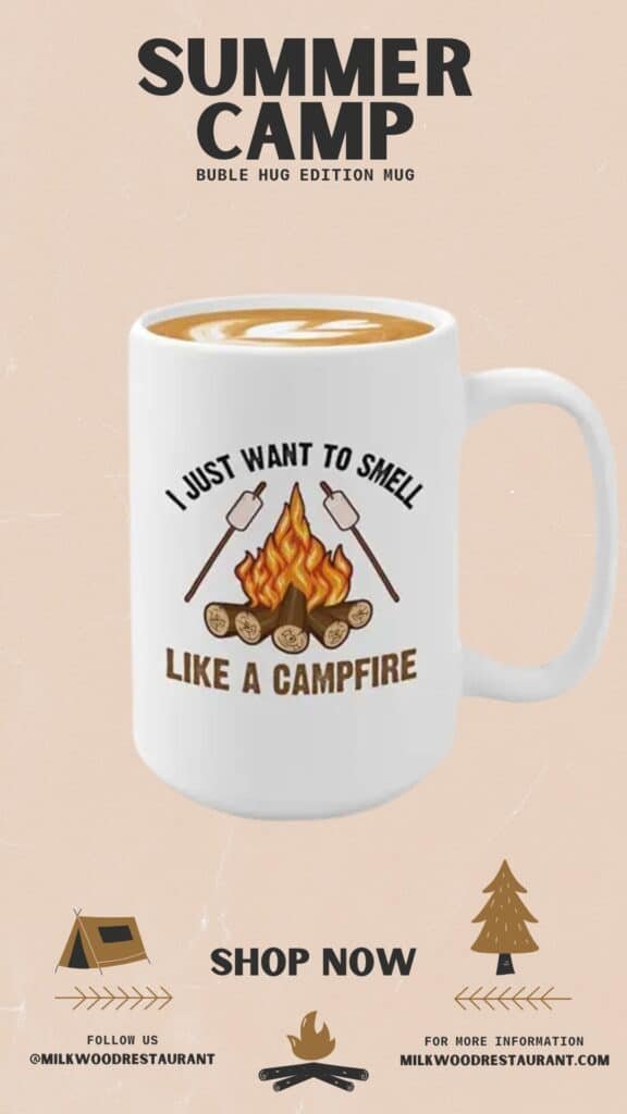 Campfire Coffee Mug 15oz White -Smell like a campfire - Hiker Adventurer Backpacker Climber Camper RV Camping Campervan Nature Lover Rockclimber